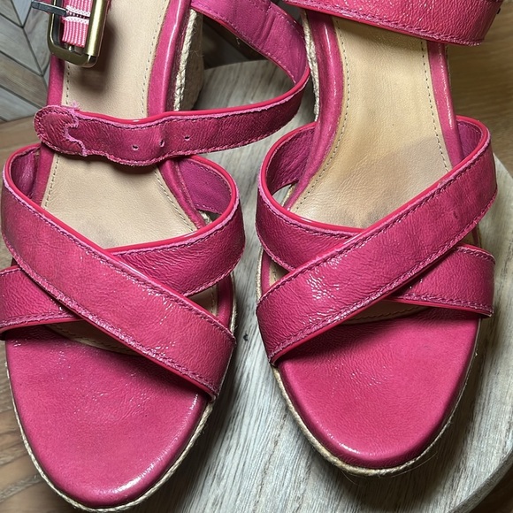 UGG Australia Jackilyn Pink Leather Sling Back Wedge Sandals Vacation Summer - Picture 7 of 10